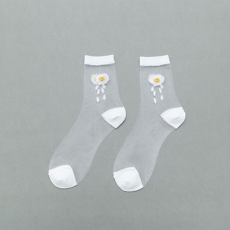 Little Daisy Glass Stockings Women's Middle Tube