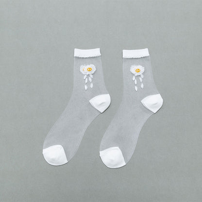 Little Daisy Glass Stockings Women's Middle Tube