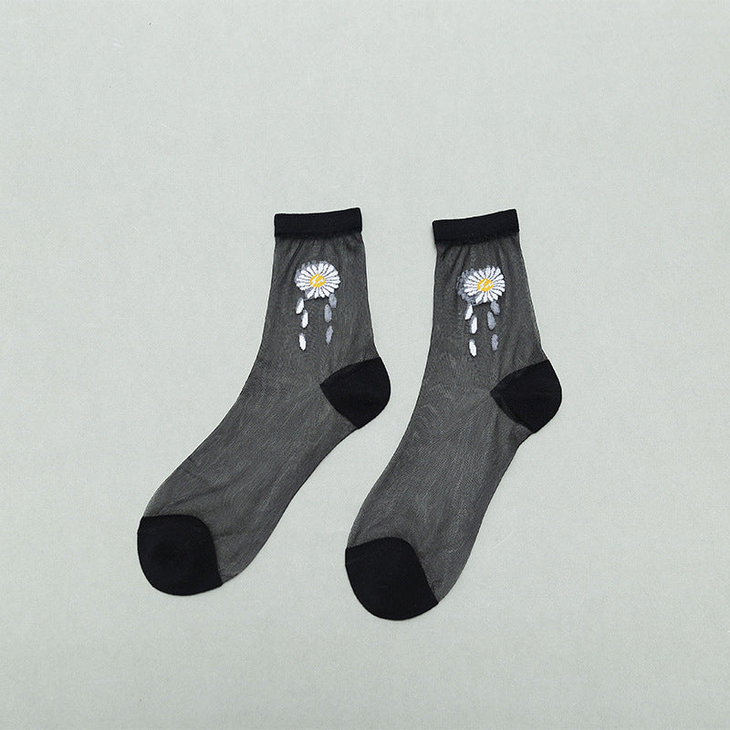 Little Daisy Glass Stockings Women's Middle Tube