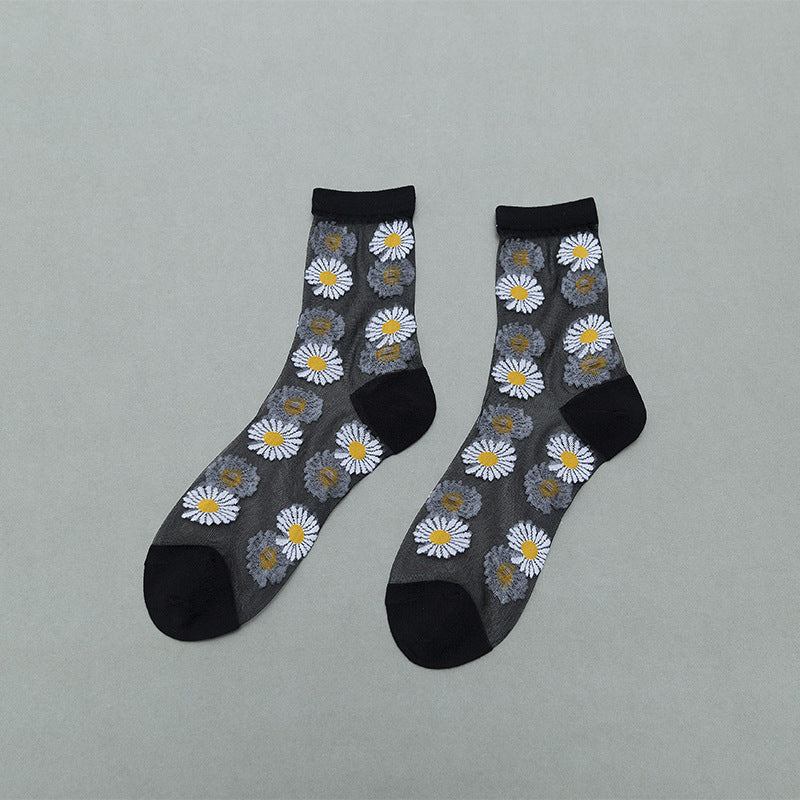 Little Daisy Glass Stockings Women's Middle Tube