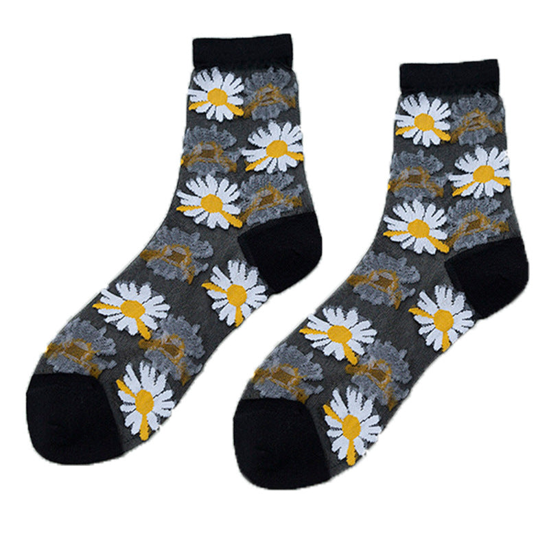 Little Daisy Glass Stockings Women's Middle Tube