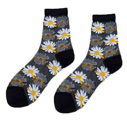 Little Daisy Glass Stockings Women's Middle Tube