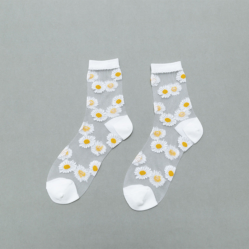 Little Daisy Glass Stockings Women's Middle Tube