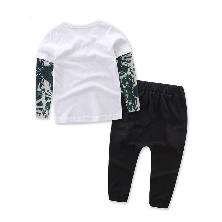 Boys Tattoo Mesh Long Sleeve Suit