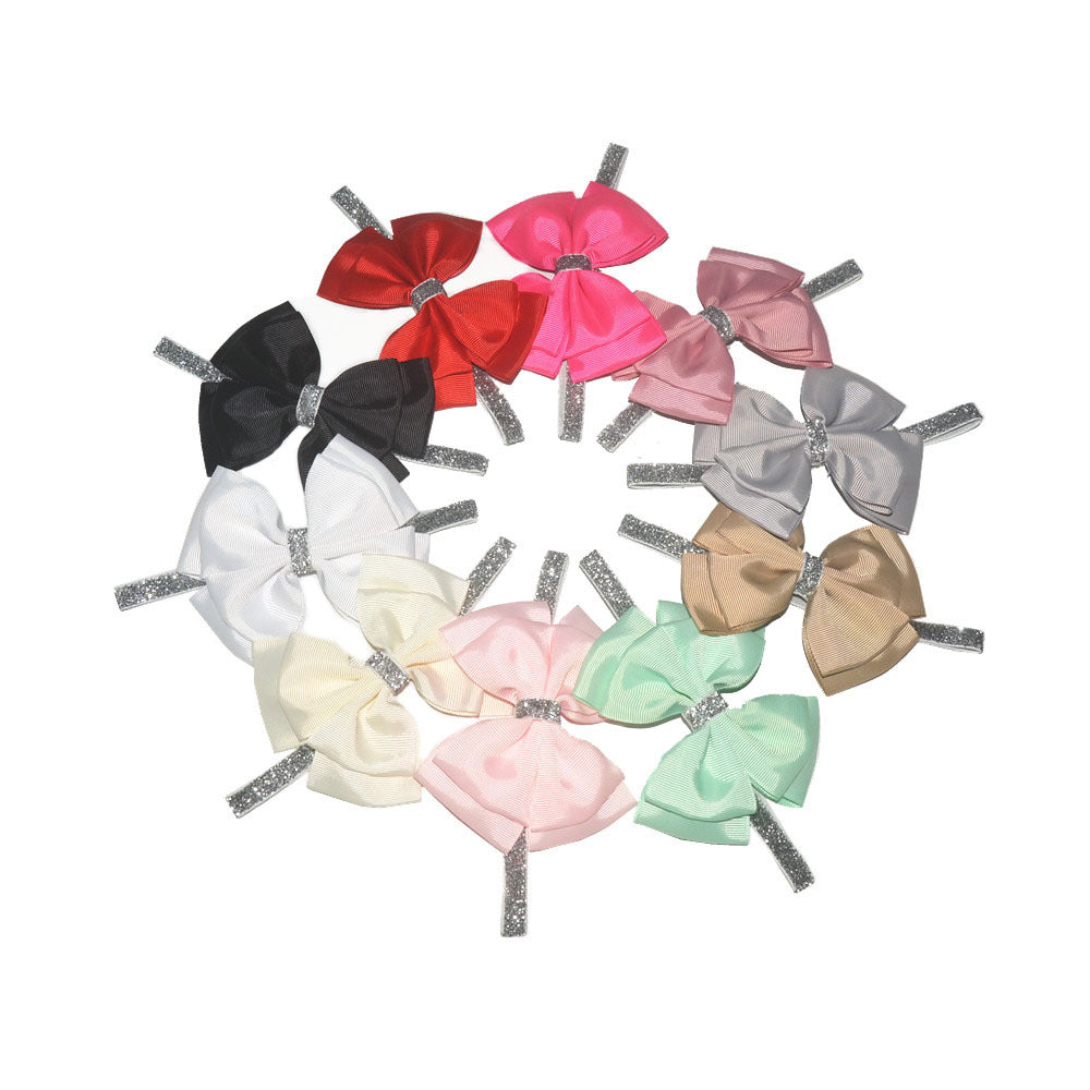 European and American popular children's headwear New double silver bag waist bow hair band