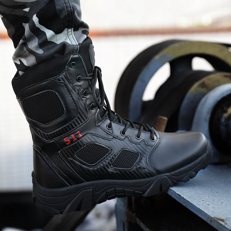 High-top large size anti-smashing outdoor tooling boots