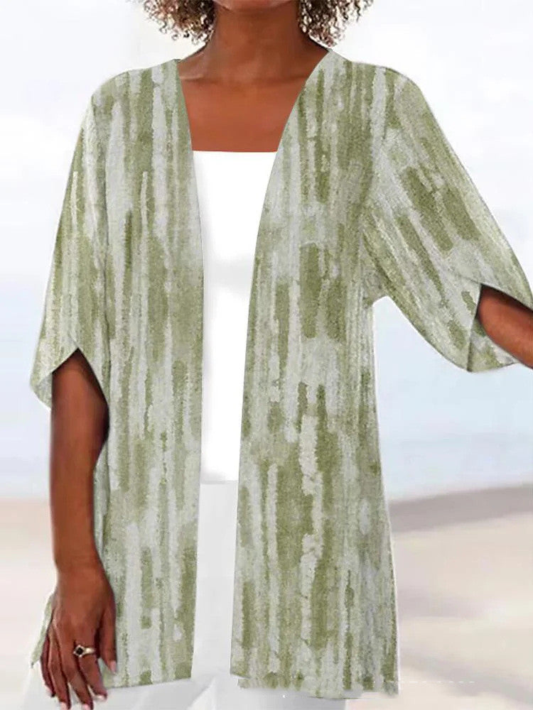 Printed Loose Top Fashion Coat