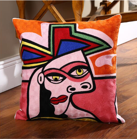 Picasso embroidered cushion cover
