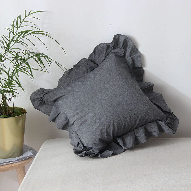 Nordic Style Lotus Leaf Simple Solid Color Pillow Cushion Square