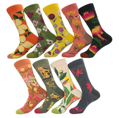 Mid tube ladies cotton cartoon socks jacquard socks