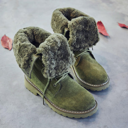 Leather padded high top snow boots