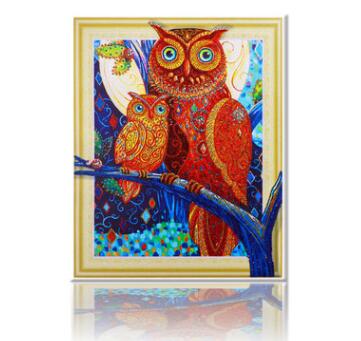 Mit Perlen - Die Eulen Family - Diamond Painting