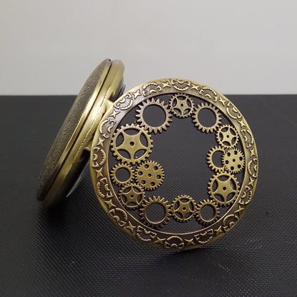 Vintage classic large gear hollow pocket watch