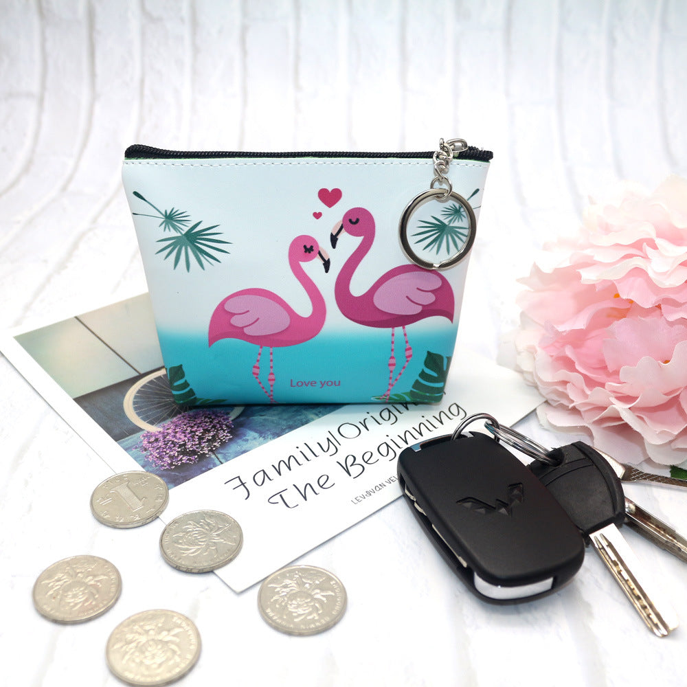 Flamingo print zipped coin purse