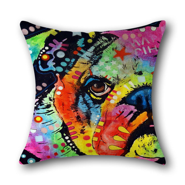 Printed cotton and linen pillowcase