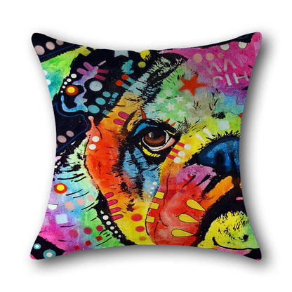 Printed cotton and linen pillowcase
