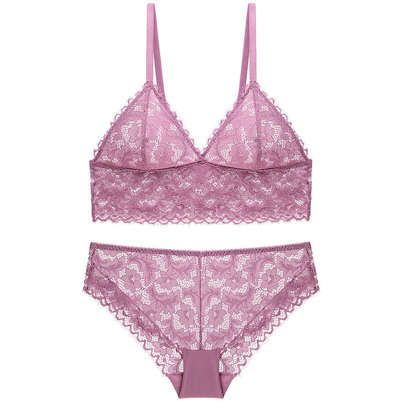 Ladies no steel ring lace bra set