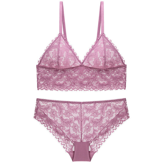 Ladies no steel ring lace bra set