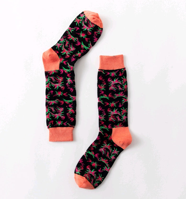 autumn and winter women's socks, tube art fireworks, national wind painting, female socks, cotton personality, colorful socks, female new