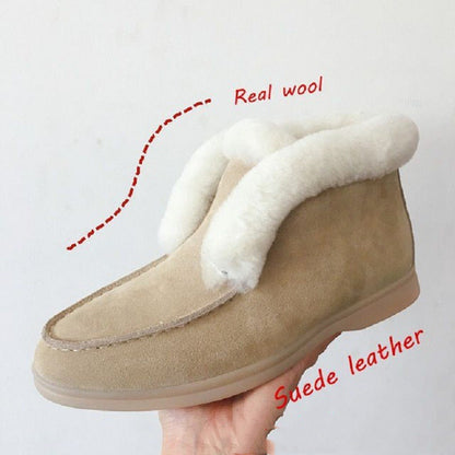 Round toe solid color flat-heeled sleeve cotton shoes