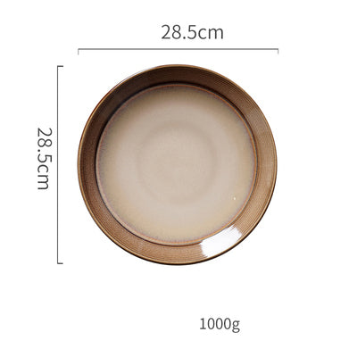 Creative Retro Ceramic Nostalgic Round Shallow Dish Home