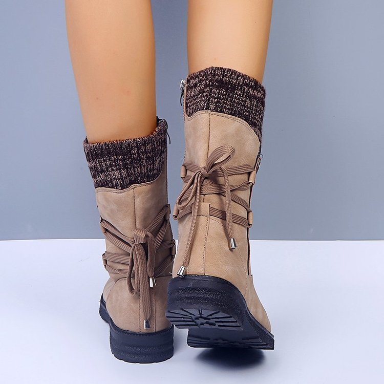 Rubber square heel side zip mid-heel mid-heel boots
