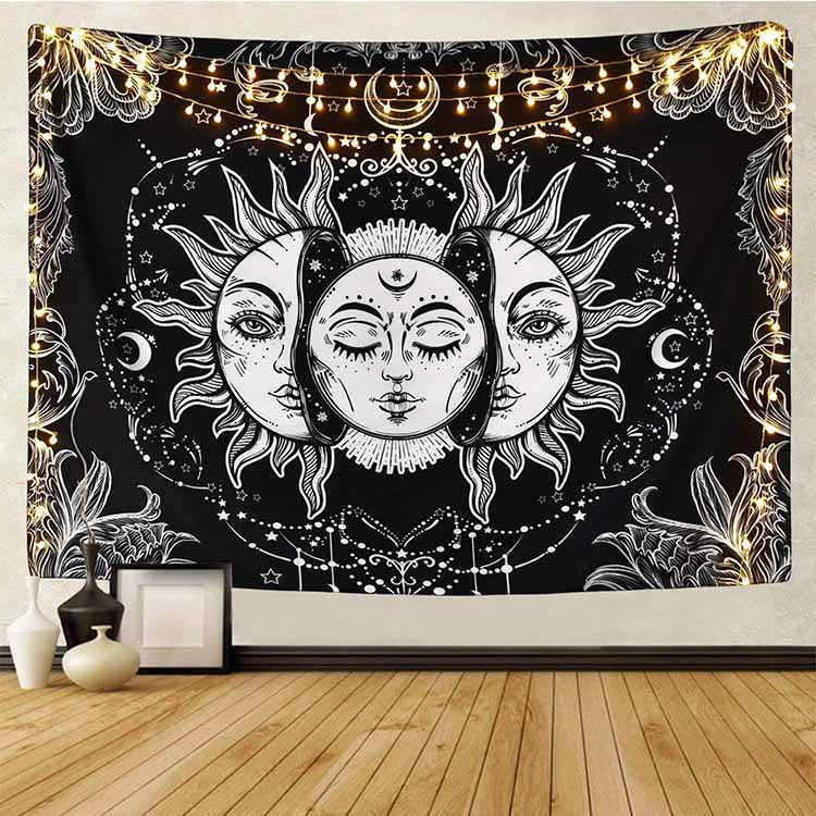 Bedroom decoration background cloth moon and sun print creative tapestry