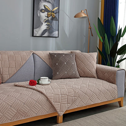 New Thick Solid Color Plush Sofa Cushion For Autumn And Winter