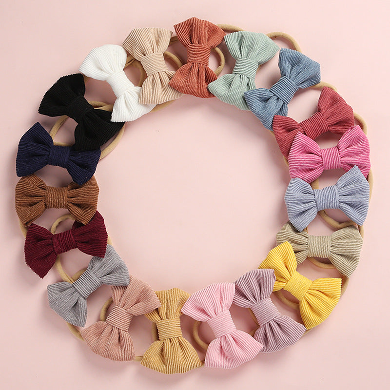 Cute Multicolor Corduroy Bow Baby Headband