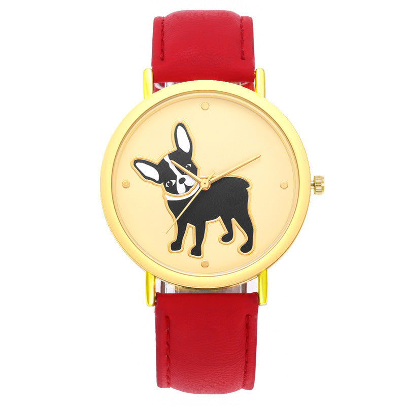 Fashion cute puppy pattern casual belt quartz watch