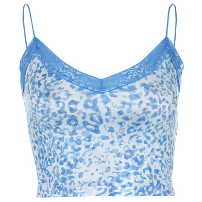 Sexy Leopard Print Lace Trim Camisole Ladies Vest