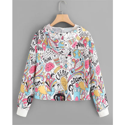 Loose Short Cropped Long-Sleeved Hooded Sweater Women
