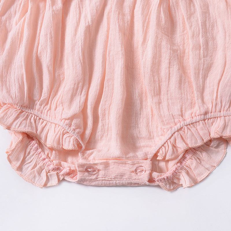 XiaoFei Sleeve Solid Color Baby Romper