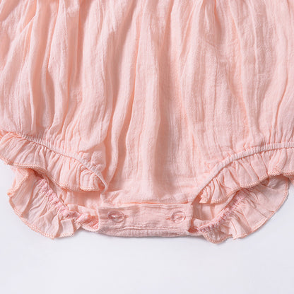 XiaoFei Sleeve Solid Color Baby Romper