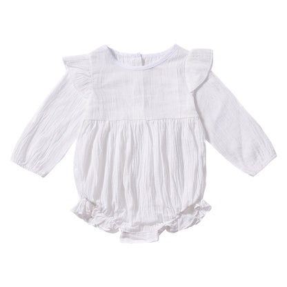 XiaoFei Sleeve Solid Color Baby Romper