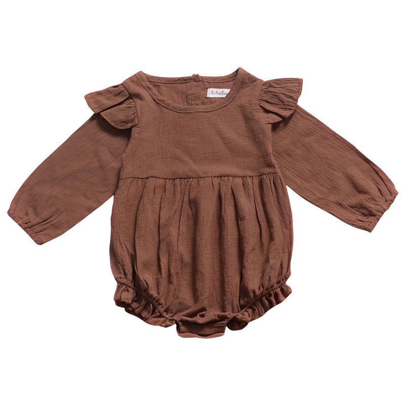XiaoFei Sleeve Solid Color Baby Romper