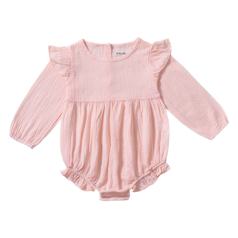 XiaoFei Sleeve Solid Color Baby Romper