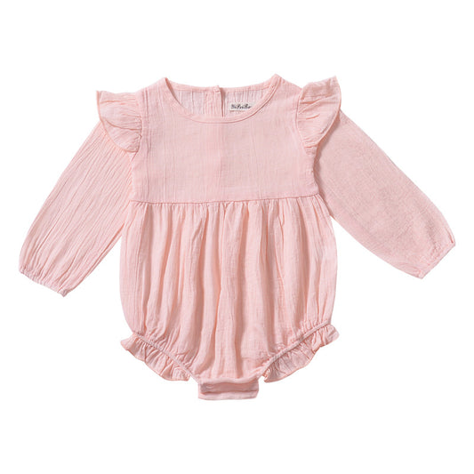 XiaoFei Sleeve Solid Color Baby Romper