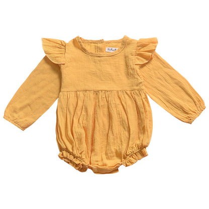 XiaoFei Sleeve Solid Color Baby Romper
