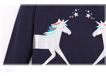 Knitted Long Sleeve Children's T-shirt Round Neck Cartoon T-shirt