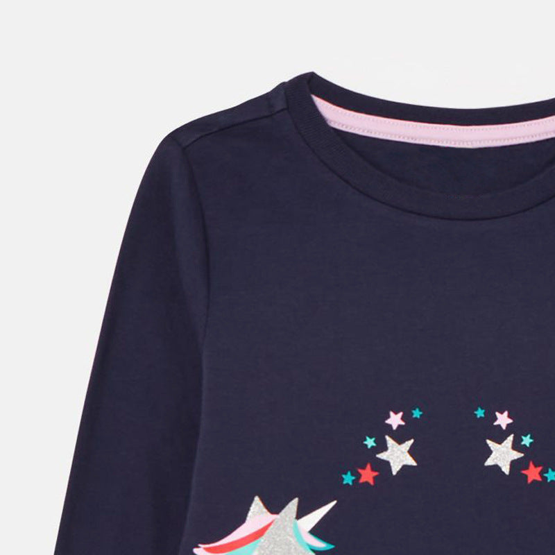 Knitted Long Sleeve Children's T-shirt Round Neck Cartoon T-shirt