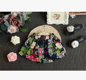 Children's clothing generation 2021 summer new girl Korean version of the tassel short-sleeved T-shirt plus floral shorts 2 piece suit shorts
