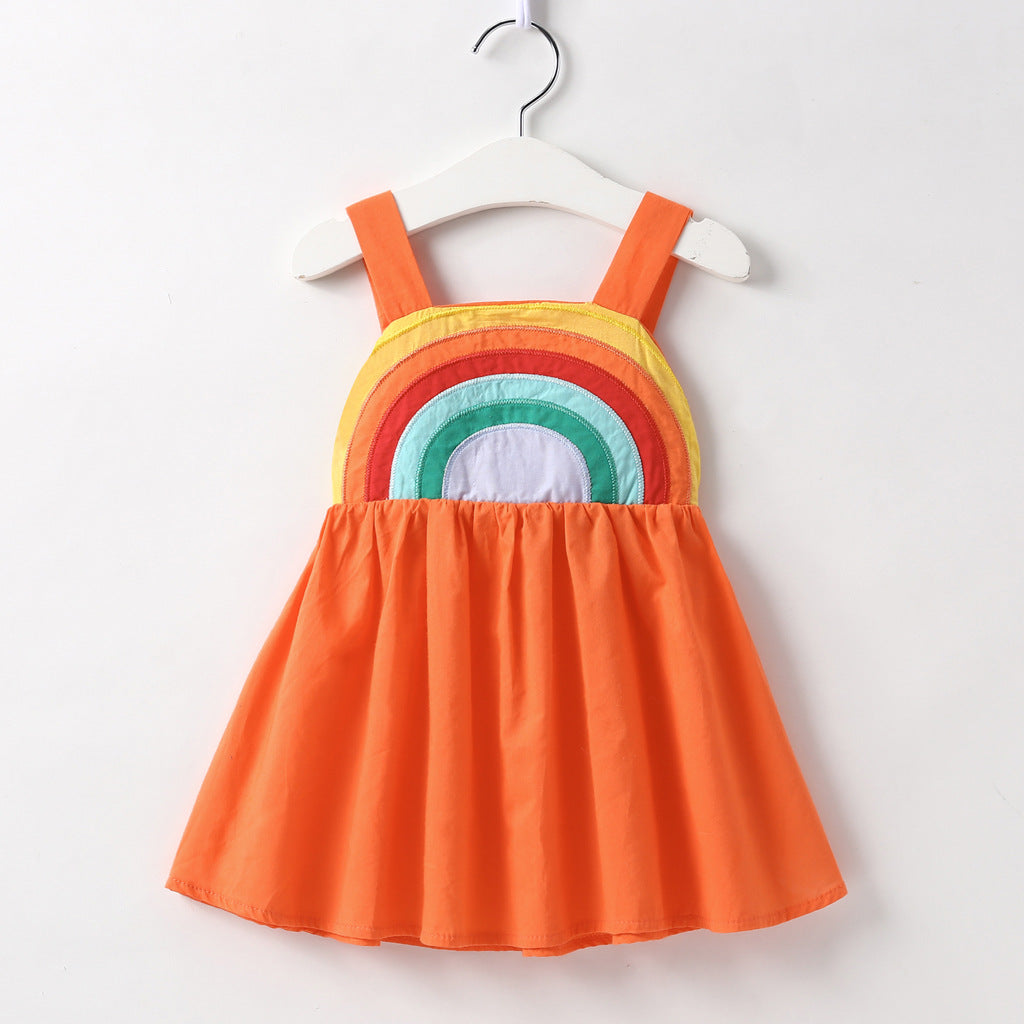 New Cartoon Rainbow Cotton Long-sleeved Dress
