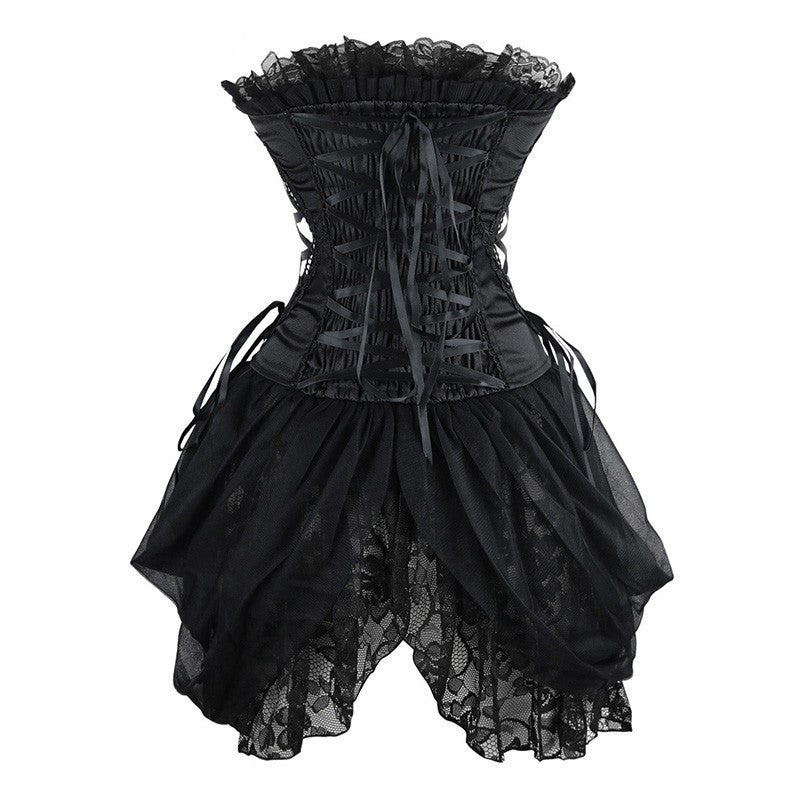 Lace Embroidered Swallowtail Skirt And Belly Shaper