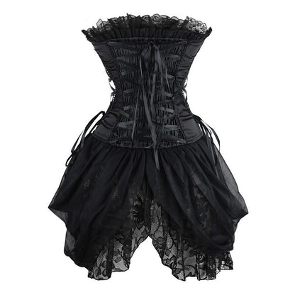 Lace Embroidered Swallowtail Skirt And Belly Shaper