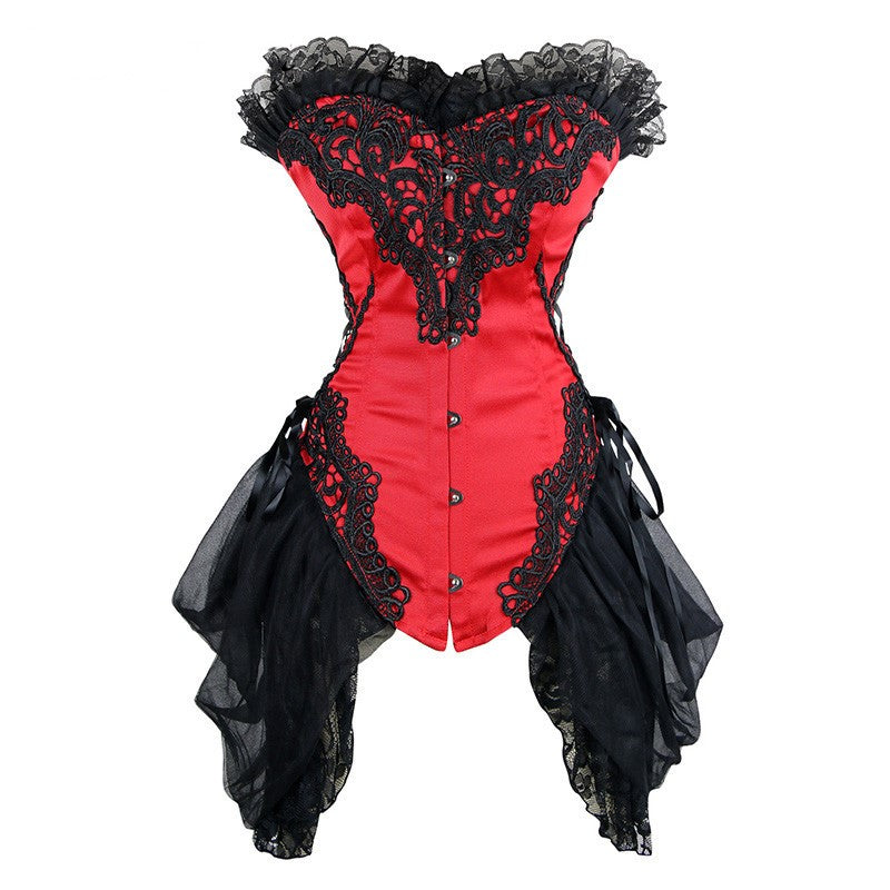 Lace Embroidered Swallowtail Skirt And Belly Shaper