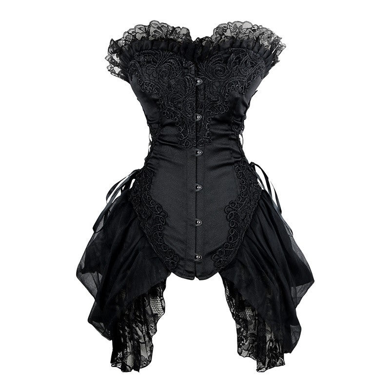 Lace Embroidered Swallowtail Skirt And Belly Shaper