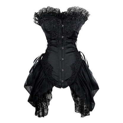 Lace Embroidered Swallowtail Skirt And Belly Shaper