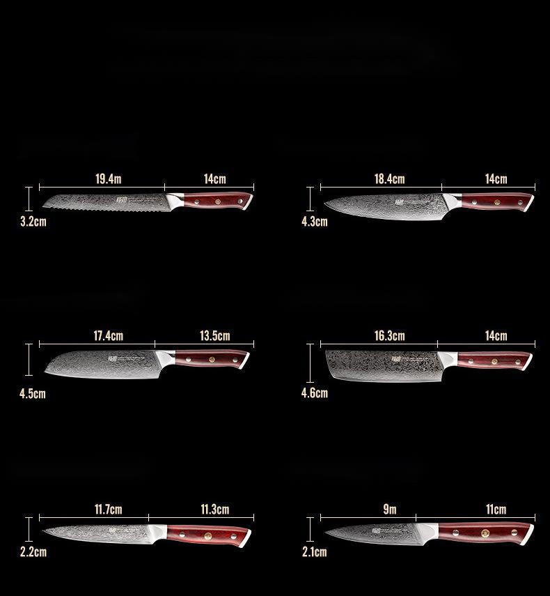 Damascus Six-piece Knife Set Chef's Special Knife