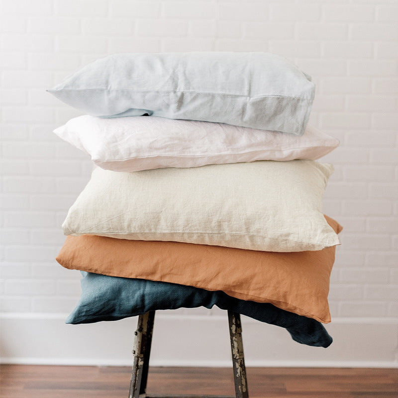 Cotton And Linen Solid Color Retro Adult Pillowcase